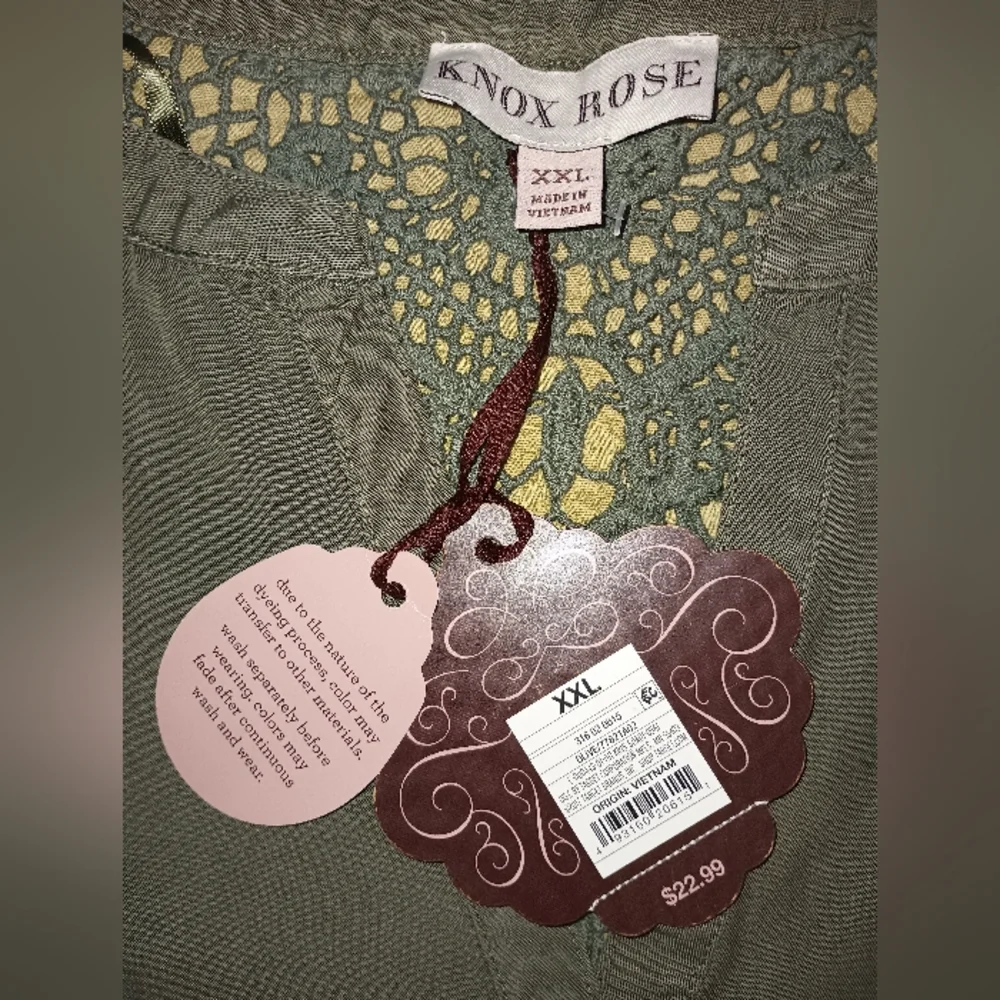 Knox Rose Olive Green Crochet Detail Top (XXL) - Picture 5 of 6